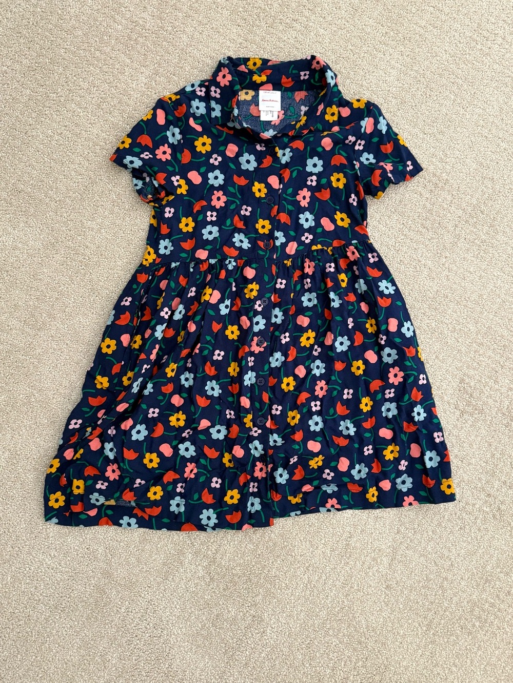 Hanna Andersson Navy Floral Button-Front Dress